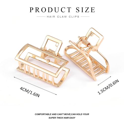 CAKURE Hair Claw Clips Gold Metal Hair Clips Mini Hair Catch Barrettes Nonslip Hair Jaw Clamps Hair Accessories for Women and Girls (Pack of 2) (a-gold)
