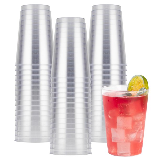 Goodluck 50PCS 14oz Clear Plastic Cups for Party, Disposable Clear Plastic Cups, Plastic Cocktail Glasses for Wedding Thanksgiving, Christmas, and Parties