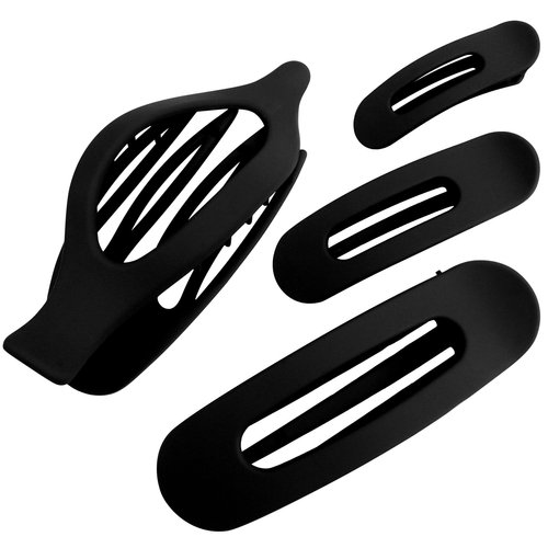Vovii Hair Claw Clips for Women Girls Black 4PCS Hair Barrettes for Thick and Thin Hair, Flat Claw Clips Hair Accessories for Women 4 Different sizes