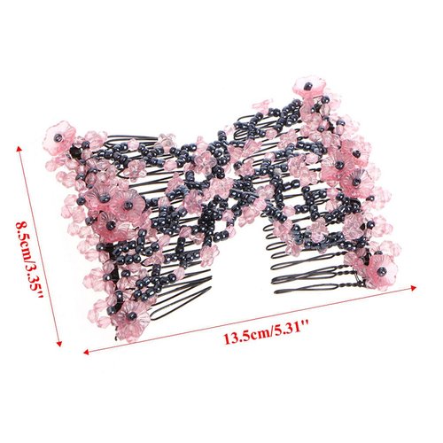 Guojiang Double Fashion Hair Comb Beads Elasticity Clip Stretchy Hair Combs Clips Barber Comb