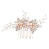 Sppry Bridal Hair Comb - Bendable Pearl Crystal Hair Accessory for Women at Wedding, Rose Gold