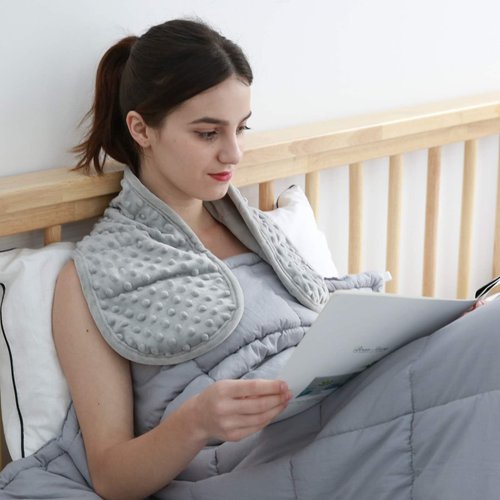 MAXTID Weighted Shoulder Wrap 2 lbs Weighted Relief Wrap for Shoulder, Neck with Glass Beads - Grey