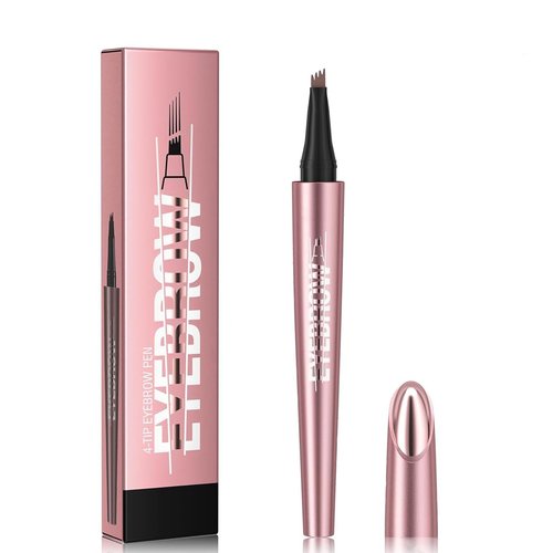 Magic Eyebrow Pencil Waterproof Microblading Eyebrow Pencil Contouring Pen, 4 Tip Microblade Eyebrow Pen Natural Brows Pen for Women (Black)