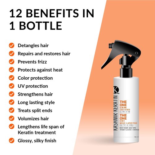 Kashmir Keratin Leave In Conditioner THE ONE The Best Leave In Conditioner 12 in 1 Hair Treatment Detangles Hair Dry AND Damaged Hair Repair For All Types Of Hair 8 FlOz