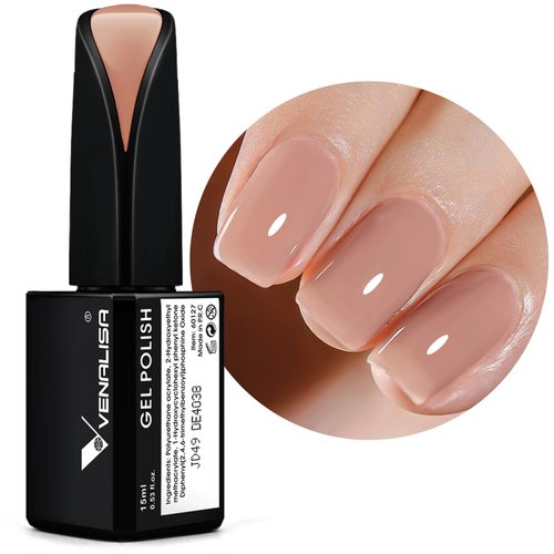 VENALISA 15ml Jelly Gel Nail Polish, Neutral Jelly Nude Pink Gel Polish Sheer Pink Translucent Color Soak Off UV LED Nail Gel Polish Nail Art Starter Manicure Salon DIY at Home, 0.53 OZ