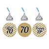 Andaz Press Milestone Chocolate Drop Labels Trio, Fits Kisses Party Favors, Celebrate 70, 70th Birthday or Anniversary, 216-Pack, Printed Gold Glitter, Not Real Glitter