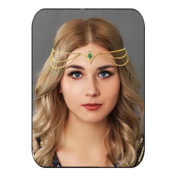 Aukmla Boho Head Chain Jewelry Gold Layered Headpiece Hair Chains Festival Halloween Prom Costume Headband Hair Accessories for Women