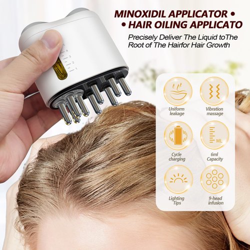 Pawfan Minoxidil Applicator, Hair Oiling Applicator, Root Comb Applicator，Scalp Oil Dispenser, 2-in-1 Hair Growth Oil Applicator and Scalp Massager for Hair Treatment and Growth