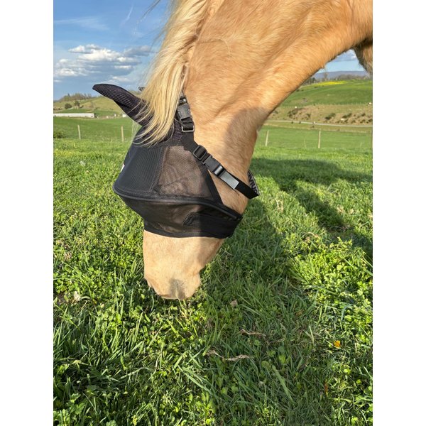 Solar Vizor Horse Fly Mask with Ears (Size Mini),100% UV Eye Protection for Horses with Uveitis, Photosensitivity, Ulcer, Head Shaking, Solid Durable EVA Lining Across The top Half of The Solar Vizor