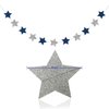 Navy Blue Glitter Silver Birthday Party Decorations Outer Space Decorations 2pcs Navy Blue Glitter Silver Paper Star Garlands Star String for Baby Shower Decorations