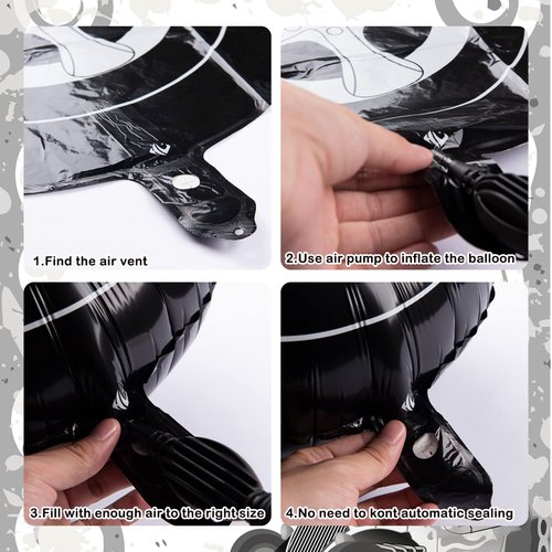 12 Pcs Tire Balloons Black and White Checkered Balloons, 18 Inch Race Car Balloons Wheel Foil Balloons for Baby Shower Gender Reveal Racing Theme Birthday Party Decoration Hot Wheels Party Supplies