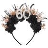 PartyforU 60th Birthday Headband for Women - 60th Birthday Crown Black Happy 60th Birthday Headband for Mom Grandma 60 Year-old Gifts for Her Birthday Party Accessory