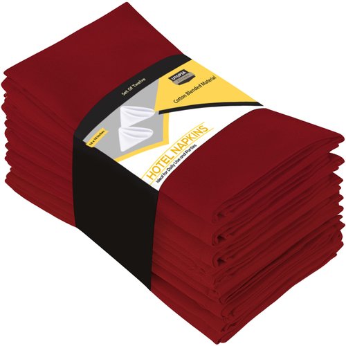 Utopia Kitchen Red Cloth Napkins [12 Pack, 18x18 Inch] Cotton Blend Washable and Reusable Table Dinner Napkins for Hotel, Lunch, Restaurant, Weddings, Event and Parties