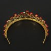 Red Rose Tiara Bridal Wedding Crystal Crown Gold Flower Princess Tiara Rhinestones Pearl Headband Hair Band for Women Girls