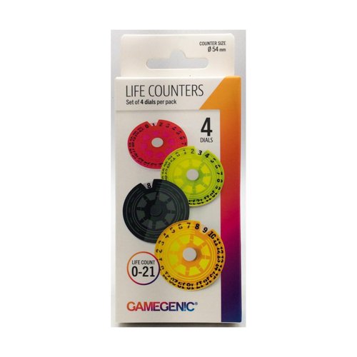 Life Counters Single Dials (4 Pack) | Count Life or Victory Points | Use with Tabletop Games, Collectible Card Games and Living Card Games | Premium Acrylic | Made by Gamegenic