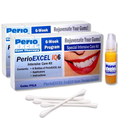PerioExcel IQ12 Intensive Care Kit 12-Week CoQ10 Gum Gel Treatment and Oral Care Kit with Ultrasoft Perio Toothbrush, Tongue Cleaner, Floss and Oral Care Guide | Helps to Fight Periodontitis
