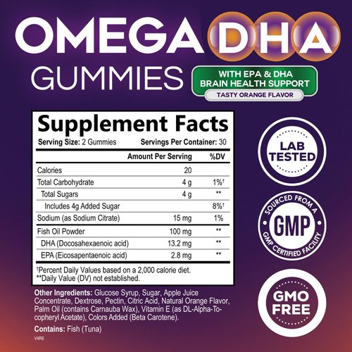 Omega 3 Fish Oil Gummies - Triple Strength Omega 3 Fish Oil Gummy Vitamins with High Absorption EPA & DHA Fatty Acids, Burpless Fish Oil Supplement, Nature's Heart Health, Orange Flavor - 60 Gummies