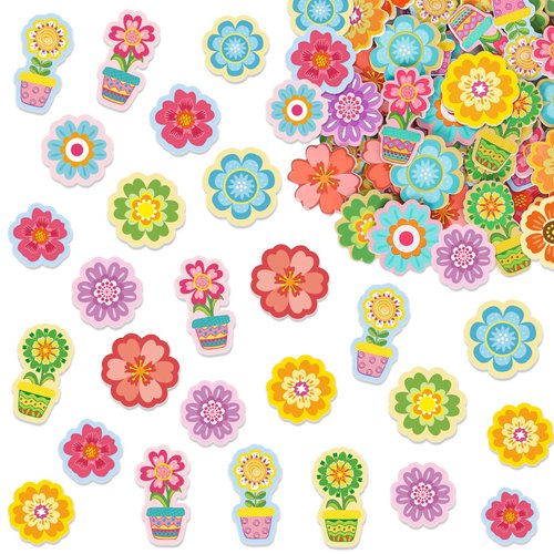 JarThenaAMCS 330Pcs Flower Foam Stickers Spring Colorful Cartoon Flower Foam Decals Assorted Self-Adhesive Decorative Stickers for DIY Art Craft Scrapbook Journal Decor Party Supplies