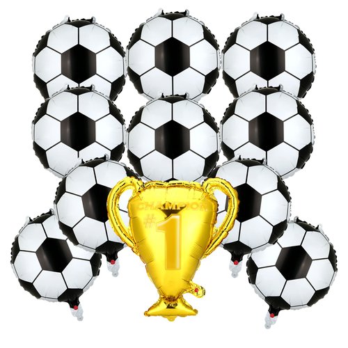 Soccer Party Decorations, 11 PCS Soccer Balloons 20 Inch Foil Trophy Balloon for Soccer Themed Birthday Party Supplies Decorations