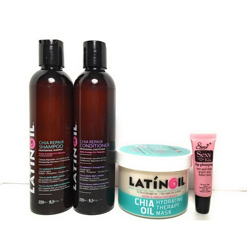 Latinoil Chia Seed Oil Shampoo 8.5 oz, Conditioner 8.5 oz &amp; Hydrating Therapy Mask 8.5 oz Set - F...