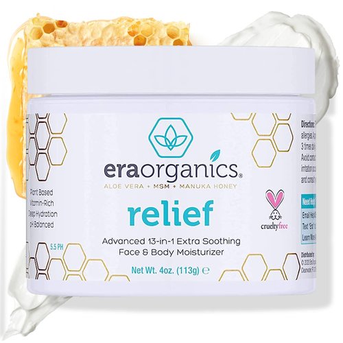 Era Organics Eczema, Psoriasis & Dermatitis Moisturizer Cream - Advanced 13-in-1 Non-Greasy Calming Moisturizer with Aloe Vera, Manuka Honey & More. Face & Body Lotion for Dry Itchy Skin 4oz