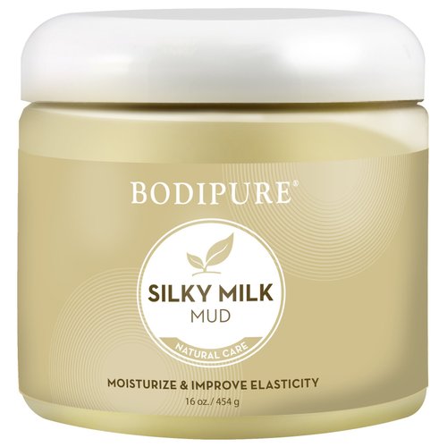Bodipure Silky Milk Mud Mask for Body – Rich in Essential Milk Proteins, and Vitamins – Spa Quality Mud Treatment Moisturizing, and Re-hydrating Dry Skin, 16 Ounce