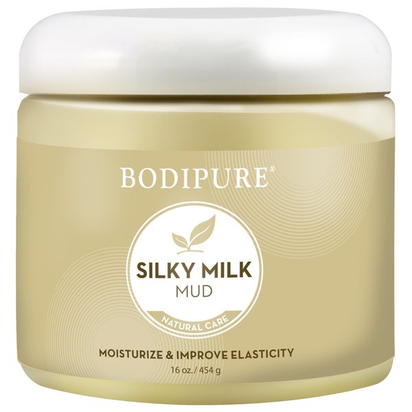 Bodipure Silky Milk Mud Mask for Body – Rich in Essential Milk Proteins, and Vitamins – Spa Quality Mud Treatment Moisturizing, and Re-hydrating Dry Skin, 16 Ounce