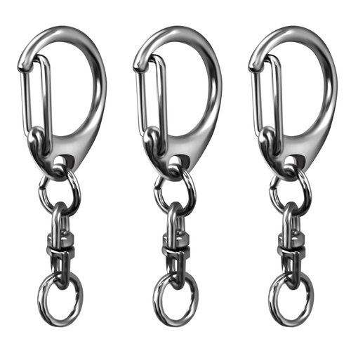 Kanemc Keychain Ring Clip, 50Pcs Swivel D Ring Clasp Key Chain Lobster Snap Chain Hooks Jump Rings Kit DIY Crafts Gifts Jewelry Making Accessories - Metallic Black