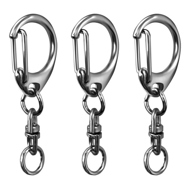 Kanemc Keychain Ring Clip, 50Pcs Swivel D Ring Clasp Key Chain Lobster Snap Chain Hooks Jump Rings Kit DIY Crafts Gifts Jewelry Making Accessories - Metallic Black