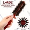Boao 3 Pieces Boar Bristle Round Brush for Blow Drying Round Hair Brush with Wood Handle Quiff Roller Brush for Women Men (10/12/ 14 Rows)