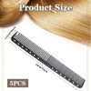 5PCS Black Hair Combs Premium Carbon Fiber Barber Comb, Medium & Fine Teeth Styling Comb, Heat Resistant Hair Cutting Comb Clipper Combs for Hairdressing Grooming Detangling Sectioning Teasing, 7 In