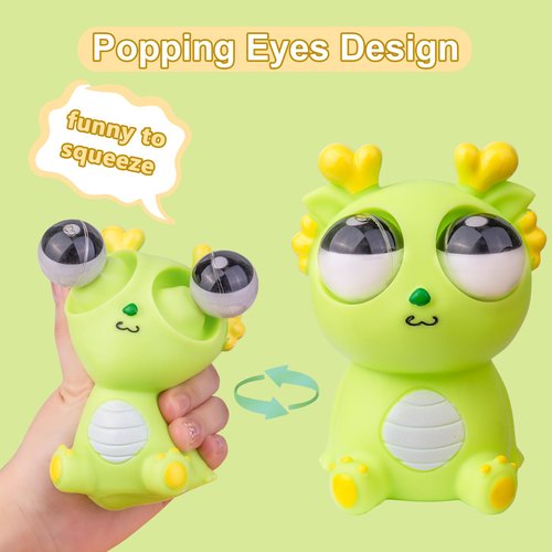 MuMyer Squeeze Dragon Pop Out Eyes Toys, Eye Popping Dragon Stress Relief Squeezy Toy for Christmas Birthday Gift Party Favors