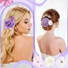 BBTO 21 Pieces Flower Hair Clip Rose Hair Clips Hair Barrettes for Women Flower Hair Accessories Boho Bride Claw Clip Hairpin Brooch Pin Headpiece for Girls Wedding (White, Purple)