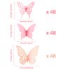 144 Pieces 3D Butterfly Wall Stickers Decor Butterfly Decals DIY Decorative Wall Art Cutouts Crafts Removable for Room Wedding Flower Party Decorations, 3 Styles (Pink)