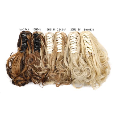 Vieuinaux Color Mixed ponytail extensions,Fake Claw Clip Ponytails Hair Extension 12in Curly 3.5OZ Hair pieces Wig Synthetic Fluffy¬ Tangled (16M613)