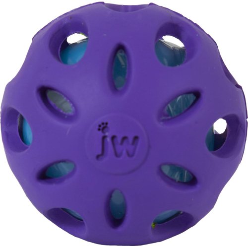 JW Pet Crackle Heads Ball Rubber Durable Fetch Chew Dog Toy 2.3 in Small 3 Pack