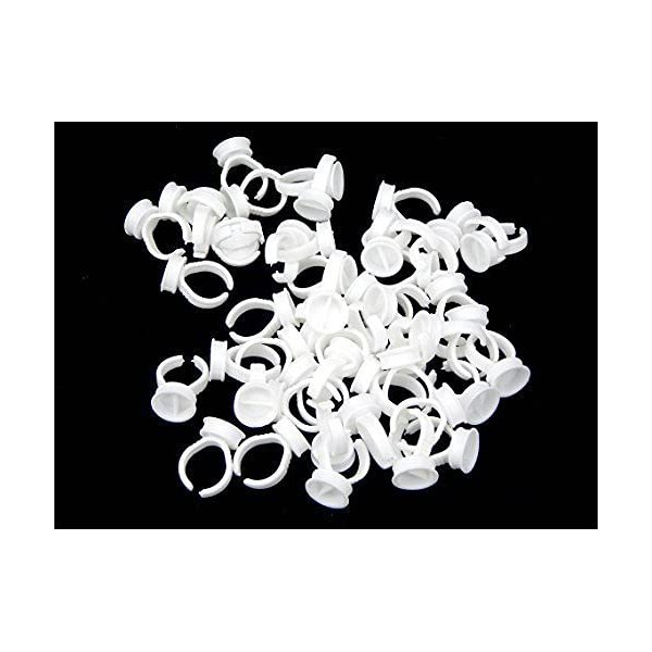 50 PCS Disposable 2 Dual-well Glue Ring Pallet Holder for Eyelash Extension & Tattoo Pigment