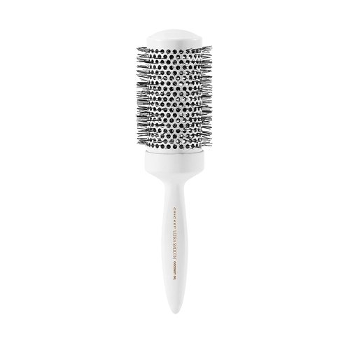 Cricket Ultra Smooth Coconut 2” Thermal Ceramic Barrel Hair Brush Anti-Static Heat-Resistant Hairbrush for Blow Drying, Curling and Styling All Hair Type White
