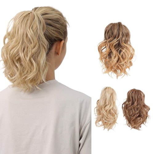 JUVABUN Claw Clip Beach Waves Ponytail Extension 10" -Dark Blonde | Hair Extension Clips | Ponytail Extension Human Hair | Hair Extensions Washable Realistic And Synthetic Hairpiece |Dark Blonde