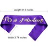 NAUXIUDSJS 90 and Fabulous Sash, 90th Birthday Sash, Satin Sash with Gold Foil Words Birthday Gift 90th Birthday Accessories Decorations Party Favor,Purple