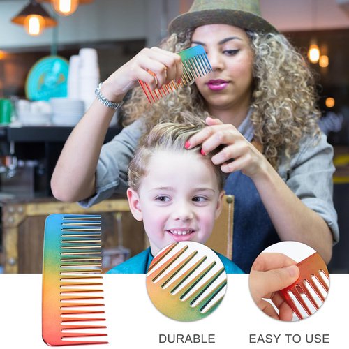 FOMIYES Wide Tooth Comb: Vintage Hair Brush Wide Tooth Comb Anti Static Hair Detangler Comb Gradient Massage Combs for Adults Pet Salon (Rainbow Color) Travel Hair Brush