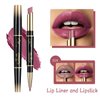 KUNSHNBEI Violet Lip Liner and Lipstick Set Kit, Long Lasting color 2 in 1 Lipstick with Lip Liner Pencil Combo, Lipliner Pencil, Waterproof 24 Hour lipstick with lip liner