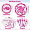 durony 96 Pieces Let's Go Girls Party Tableware Serve 24 Guests Cowgirl Paper Plates Dessert Plates Disposable Paper Napkins Forks Bachelorette Decorations for Birthday Disco Cowgirl Party Supplies