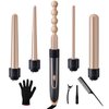 Homfu Curling Wand 5 in 1 Hair Curlers Iron Set Beach Waver Curling Iron with 5 Interchangeable Ceramic Tourmaline Barrel for Long Short Hair Styles Curling Iron Fast Heating Hair Cripmer for Women