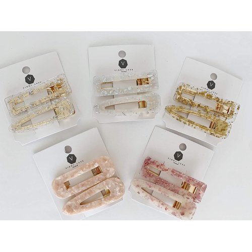 Fashion Clips Hair Accessories Acrylic Resin Hair Clips Hair Barrettes Designer Hair Clips Designer Hair Barrettes Clips for Women Handmade Clips Handmade Barrettes 2 pcs 5 colors (Gold Foil)
