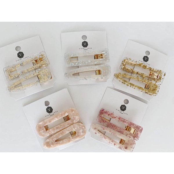 Fashion Clips Hair Accessories Acrylic Resin Hair Clips Hair Barrettes Designer Hair Clips Designer Hair Barrettes Clips for Women Handmade Clips Handmade Barrettes 2 pcs 5 colors (Gold Foil)