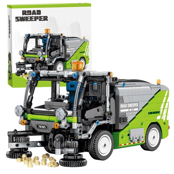 RiceBlock City Sweeper Car Building Sets Toys Kit for Adult, Garbage Truck Building Car Model, A Gift for Boys 8-14, 899 Pieces Compatible with Lego Sets
