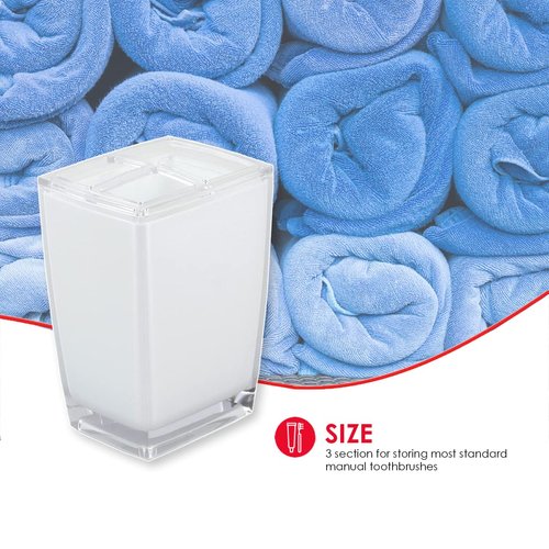 Home Basics Break-Resistant Plastic Toothbrush Holder Tumbler for Bathrooms, White