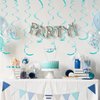 24 PCS Teal Hanging Swirl, Sparkle Ceiling Hanging Decorations, Plastic Streamer Party Decorations with Double-Swirls and Single-Swirls for Birthday Decorations, Graduation, Baby Shower
