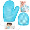 Karenhi Honeycomb Exfoliating Scrubber Set, Honeycomb Face and Body Scrubber Include Spa Bath Mitt Honeycomb Exfoliating Glove for Body Shower, Face Exfoliator Scrubber Sponge, Quick Drying (Blue)